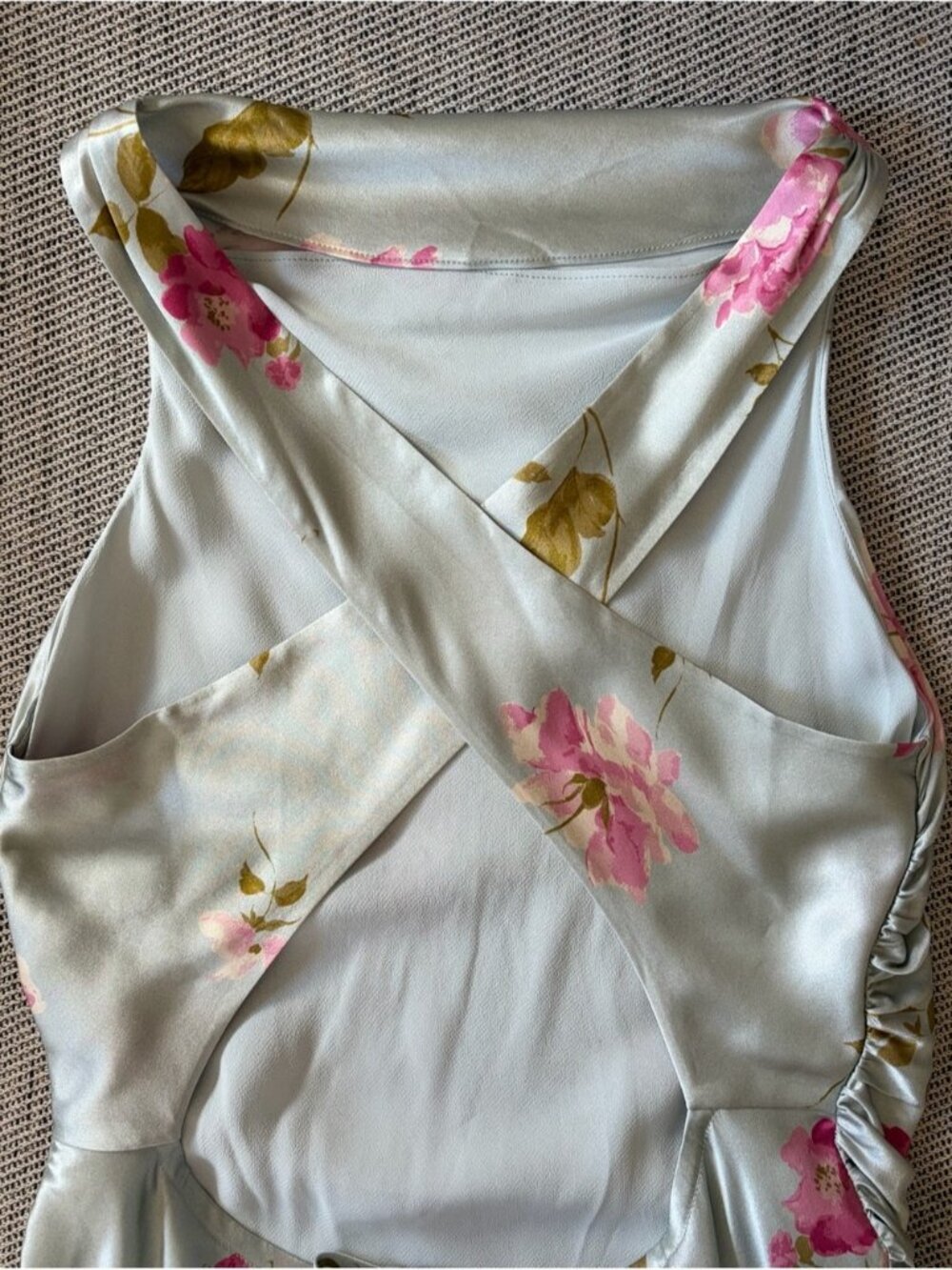 NEW Reformation Anaiis Long Silk Backless Dress Windswept Blue Floral US 2 UK 6 - Picture 10 of 13